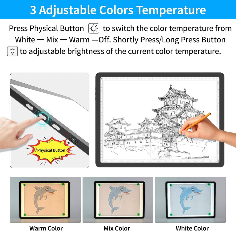 TOHETO Rechargeable A3 Light Pad for Diamond Painting, Ultra Bright Tracing L...