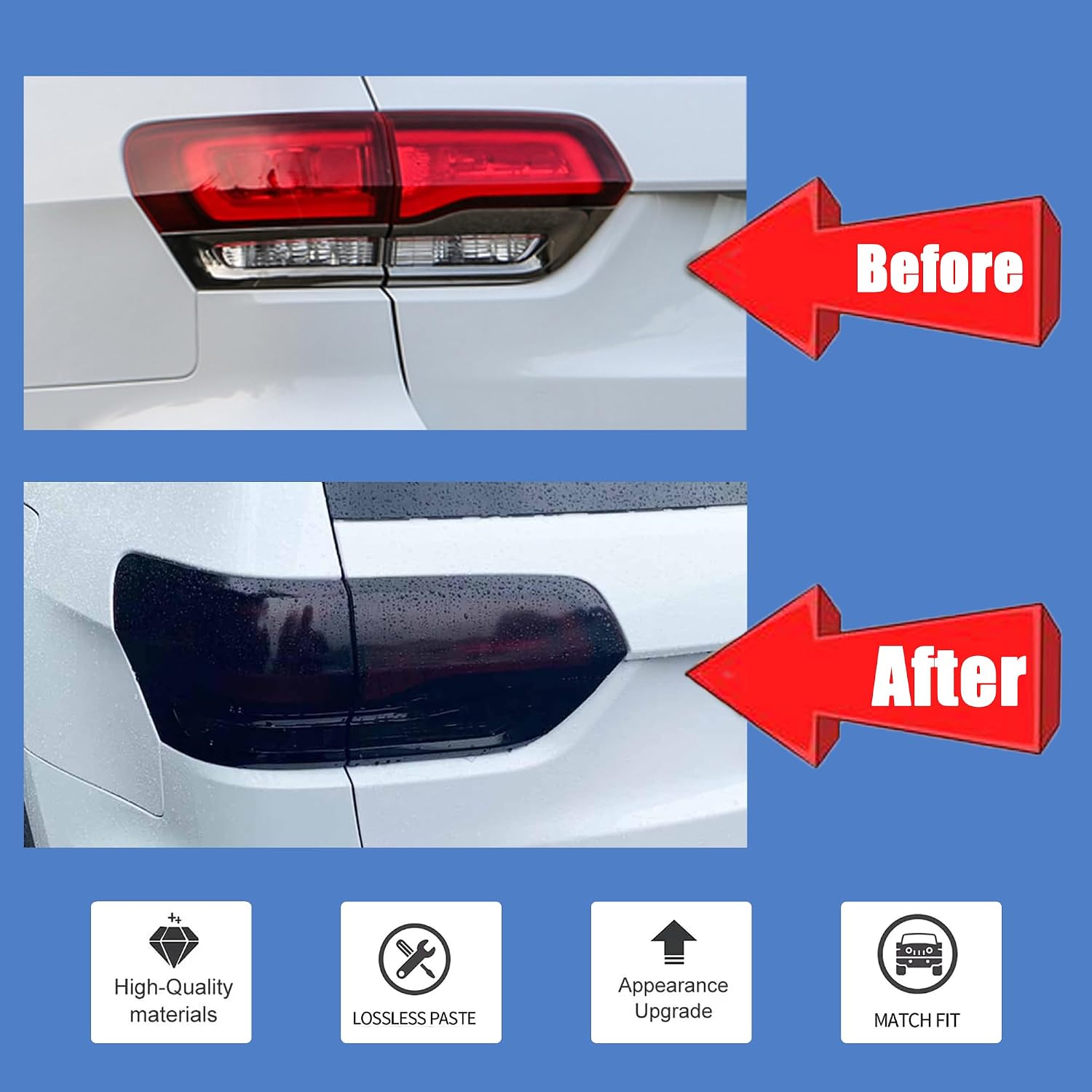 STSEV01 Taillight Cover Trim Fit for JEEP Grand Cherokee 2014-2021 Accessories Altitude/Laredo/Limited/Overland/SRT/Summit/Trailhawk,Tail Light Rear Lamp Protective Guards Exterior Decoration