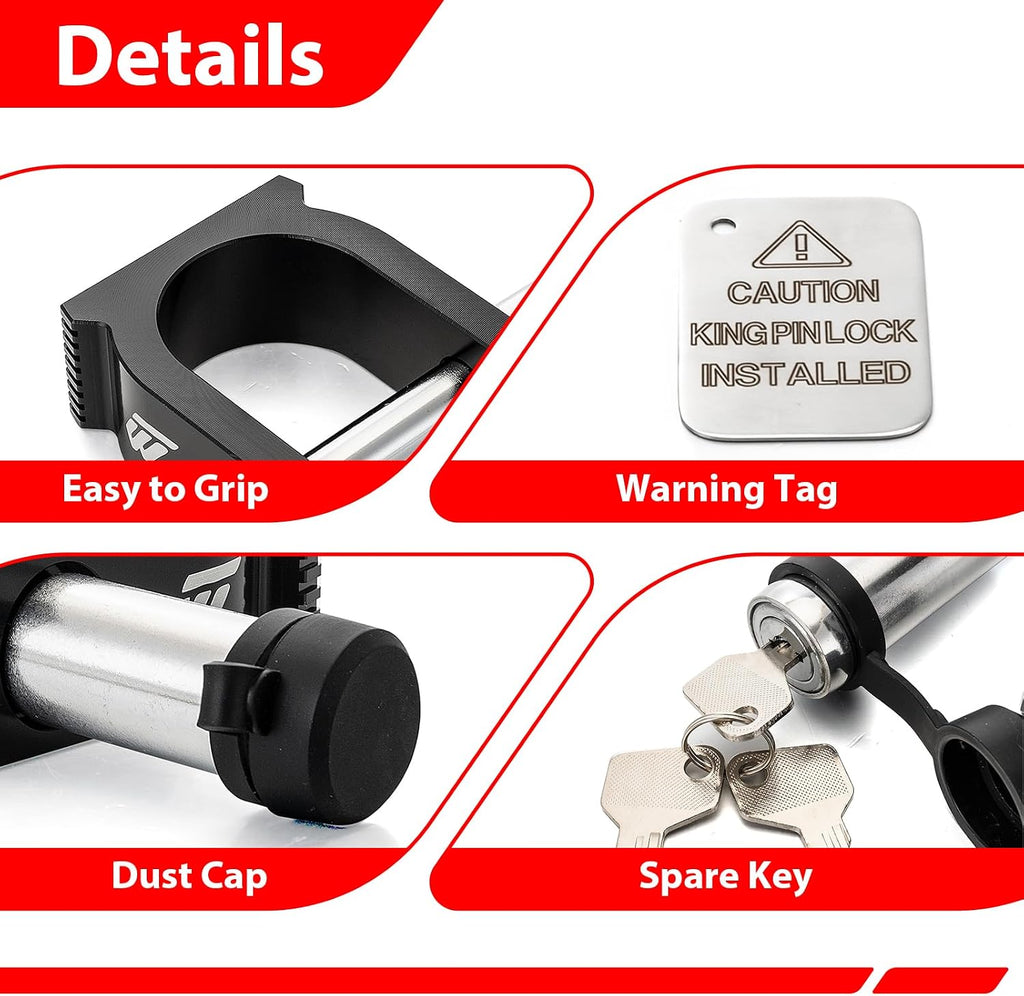 WeiSen 5th Wheel Trailer Lock for 2 Inch King Pin Lock with Keys & Warning Tag