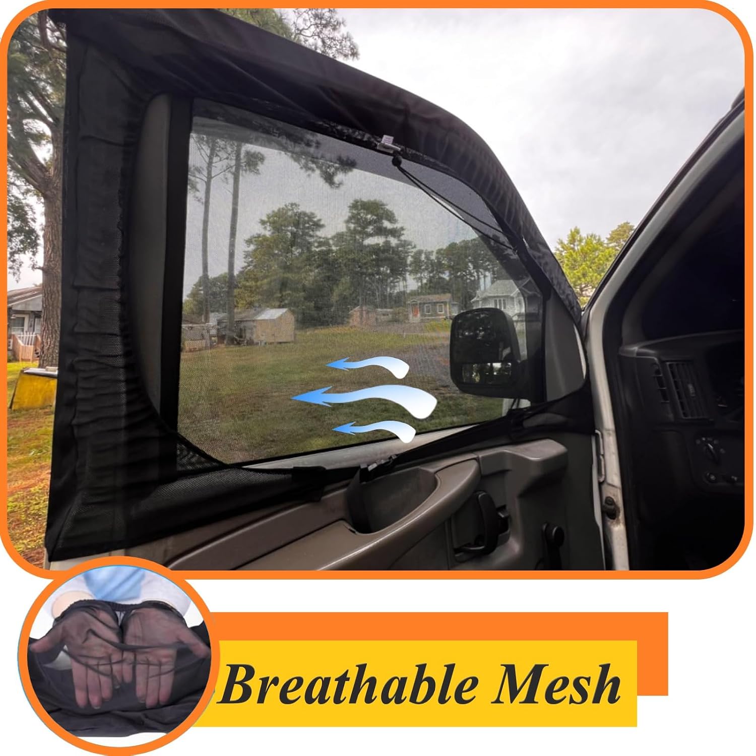 Magnetic Van Window Bug Screens, 2pcs Universal Caravan Front Door Bug Screen Breathable Truck Side Window Breathable Mesh Net for Ram Promaster, Sprinter, Metris and Other Vans