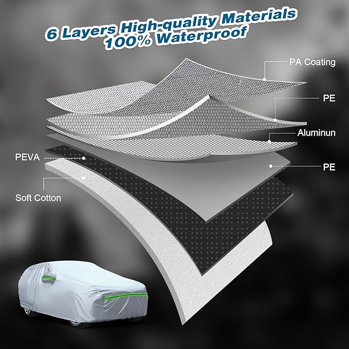 TUCAREST 6-Layers Heavy Outdoor Pickup Full Car Cover Hard Shell Zipper Design - Image 2
