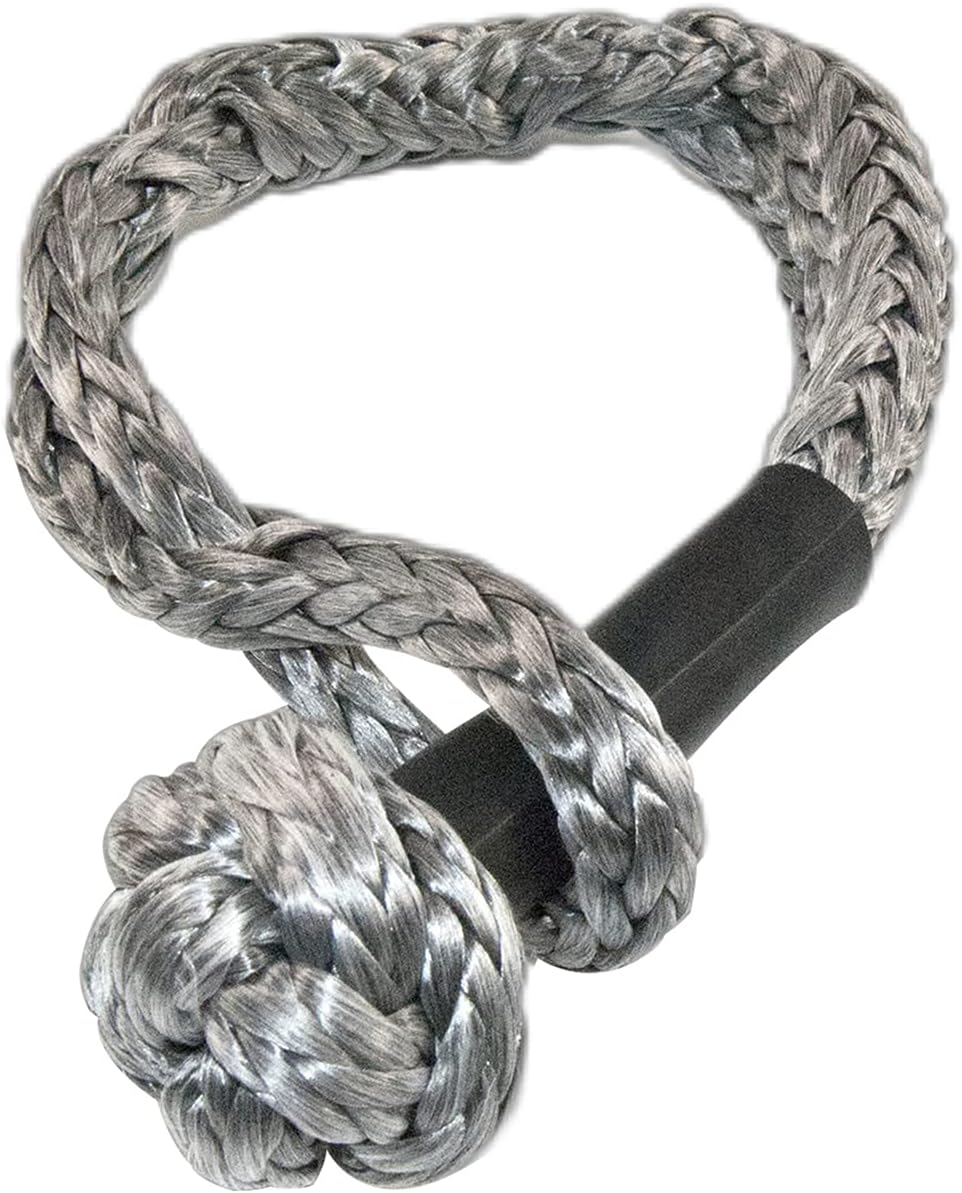 KING-PRO Synthetic Shackle 7/16"x20" Soft Shackle 35,000lbs Breaking Strength Recovery Soft Shackle with Protective Sleeves for Full-Size Truck Large SUVs Offroad Vehicels 2-Pack (Red-Gray)