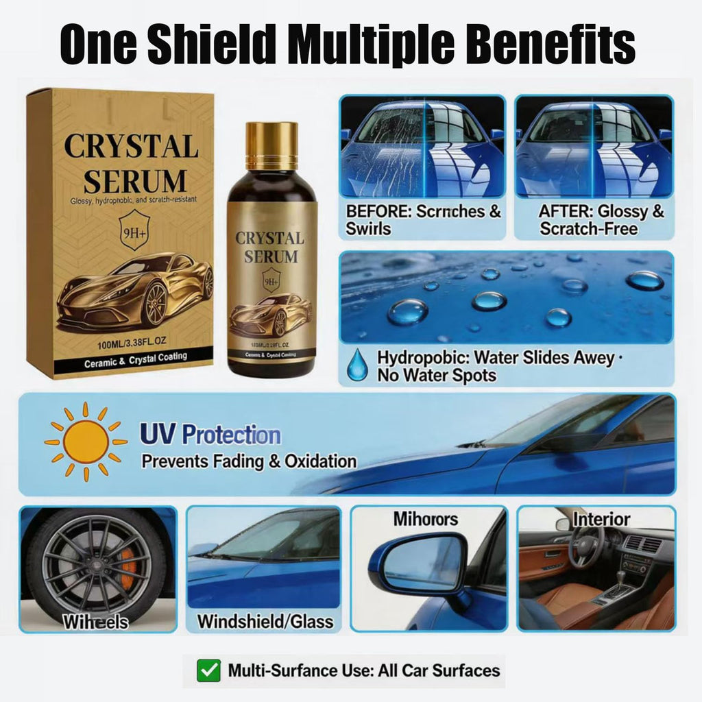 100ML Ptz Crystal Serum Graphene 9h Ceramic Coating for Cars Interior Exterior Headlight,Glass Nano Quick Cristal Ultra Car Shine Sealant for Auto Car Detailing Paint Glass & Wheel (1PCS)