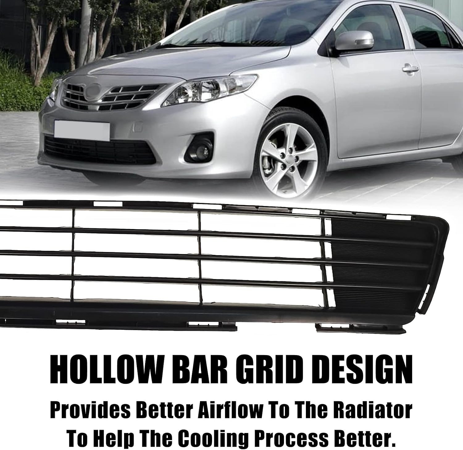 Front Bumper Lower Grille For 2011-2013 Toyota Corolla TO1036125 5311202280 | ABS, Bumper Center Insert Grille Grill Replacement Accessories,Black, Direct replacement, Easy Installation