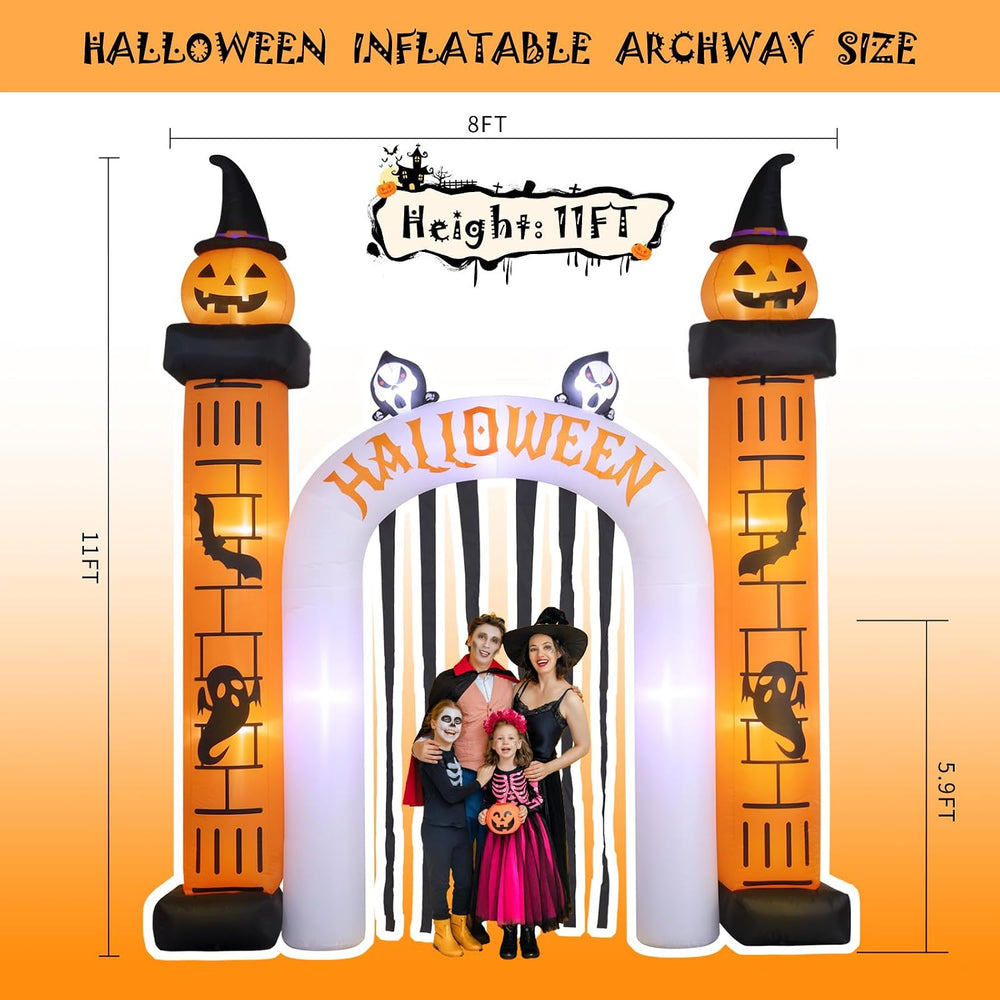 11 FT(H) x 10 FT(L) Giant Halloween Inflatables Pumpkin Archway
