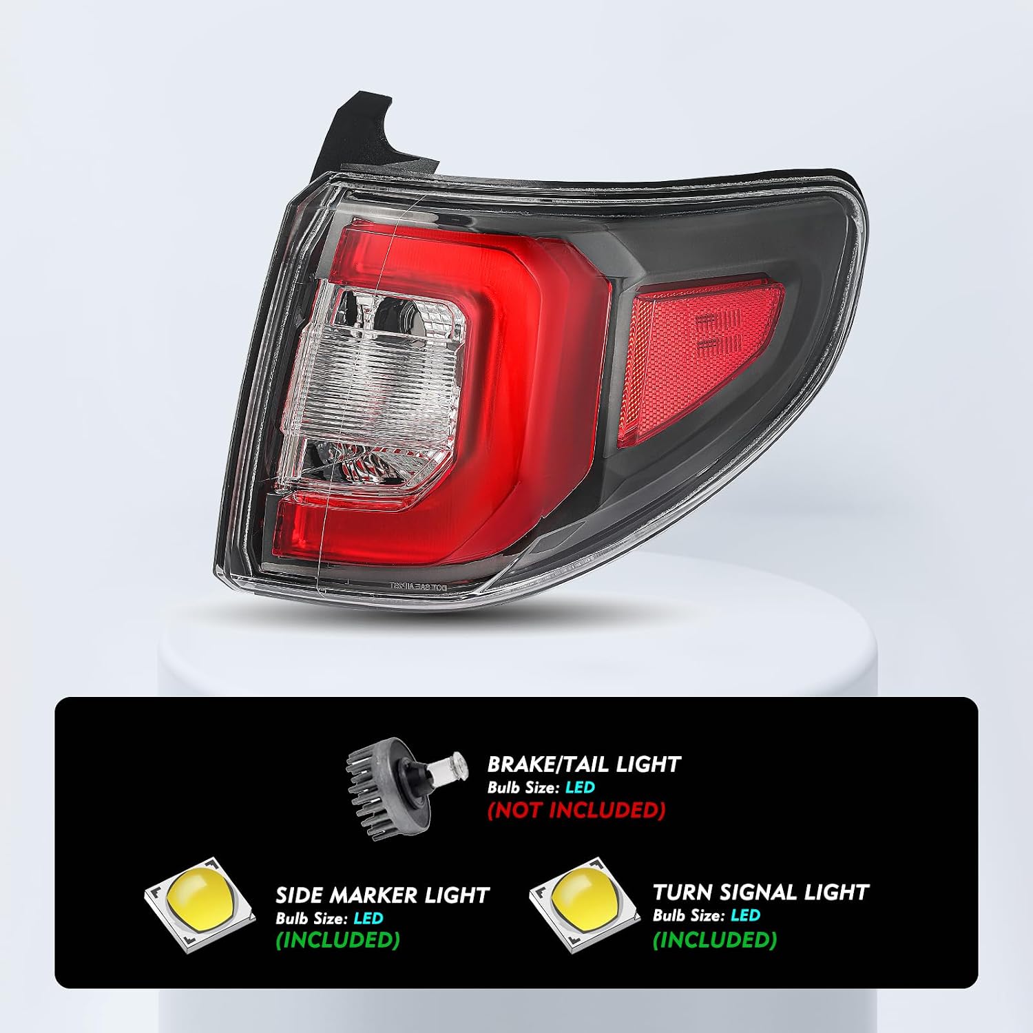 TUSDAR LED Tail Light Assembly For 2013-2016 GMC Acadia 2017 Limited Outer Rear Taillight Assembly OE Direct Replacement Brake Tail Lamp Right Passenger Side with Bulbs