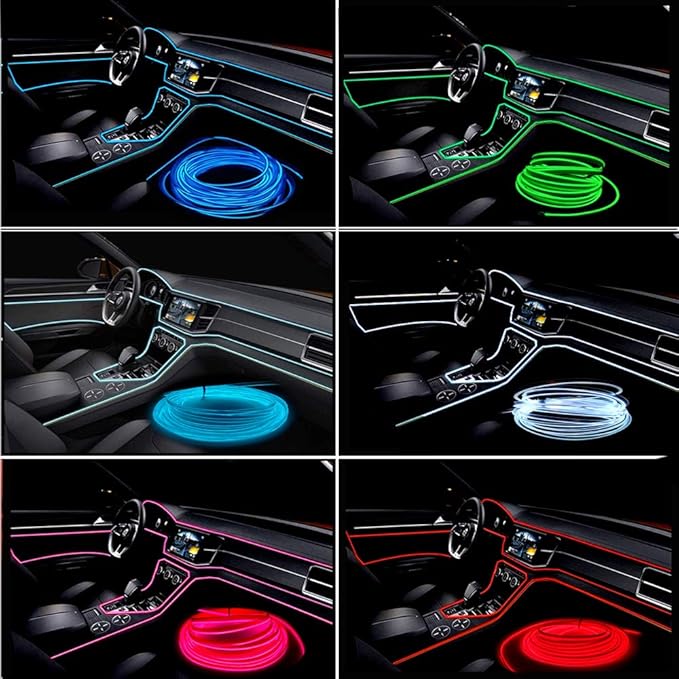 El Wire Pink Interior Car LED Strip Lights, 10M Neon Wire USB 5V - Image 2