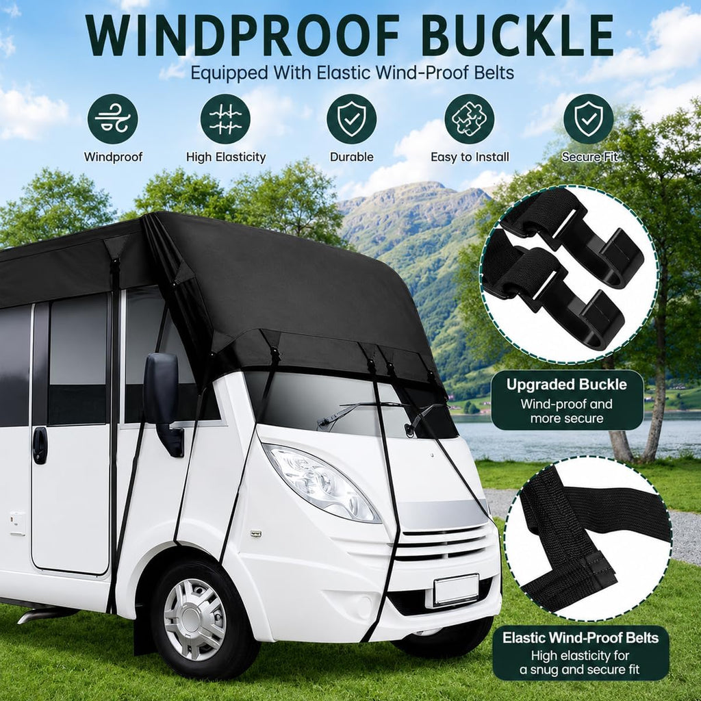 RV Cover for Forest River Alpha Wolf 2018-2026, Waterproof Windproof Oxford Cloth Motorhome Cover, All Season Heavy Duty Camper Cover with Adjustable Straps