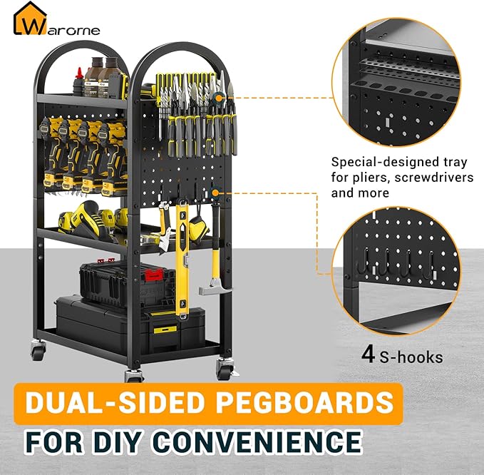 WAROME Power Tool Organizer for Garage, Heavy Duty Tools Holder Storage Rack On - Image 5