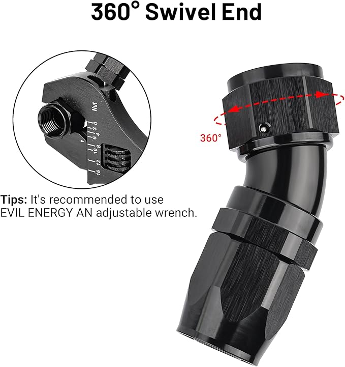 EVIL ENERGY 12AN 30 Degree One Piece Full Flow Hose End Fitting Swivel - Image 4