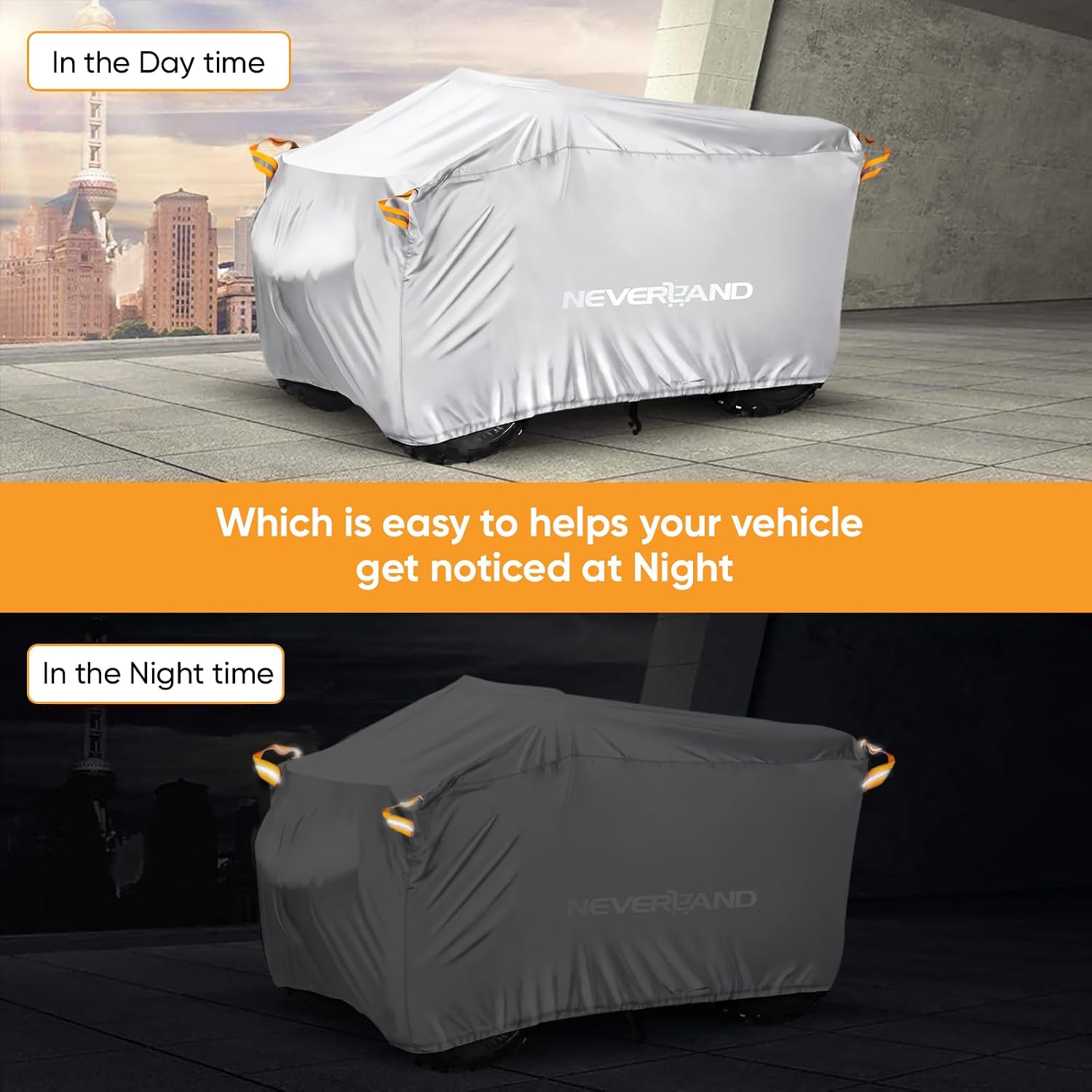 NEVERLAND ATV Cover Waterproof Heavy Duty 4 Wheeler Cover Quad Cover All Season Weather Proof Outdoor UV Protection for Polaris Yamaha Suzuki Honda (Gray XLarge)
