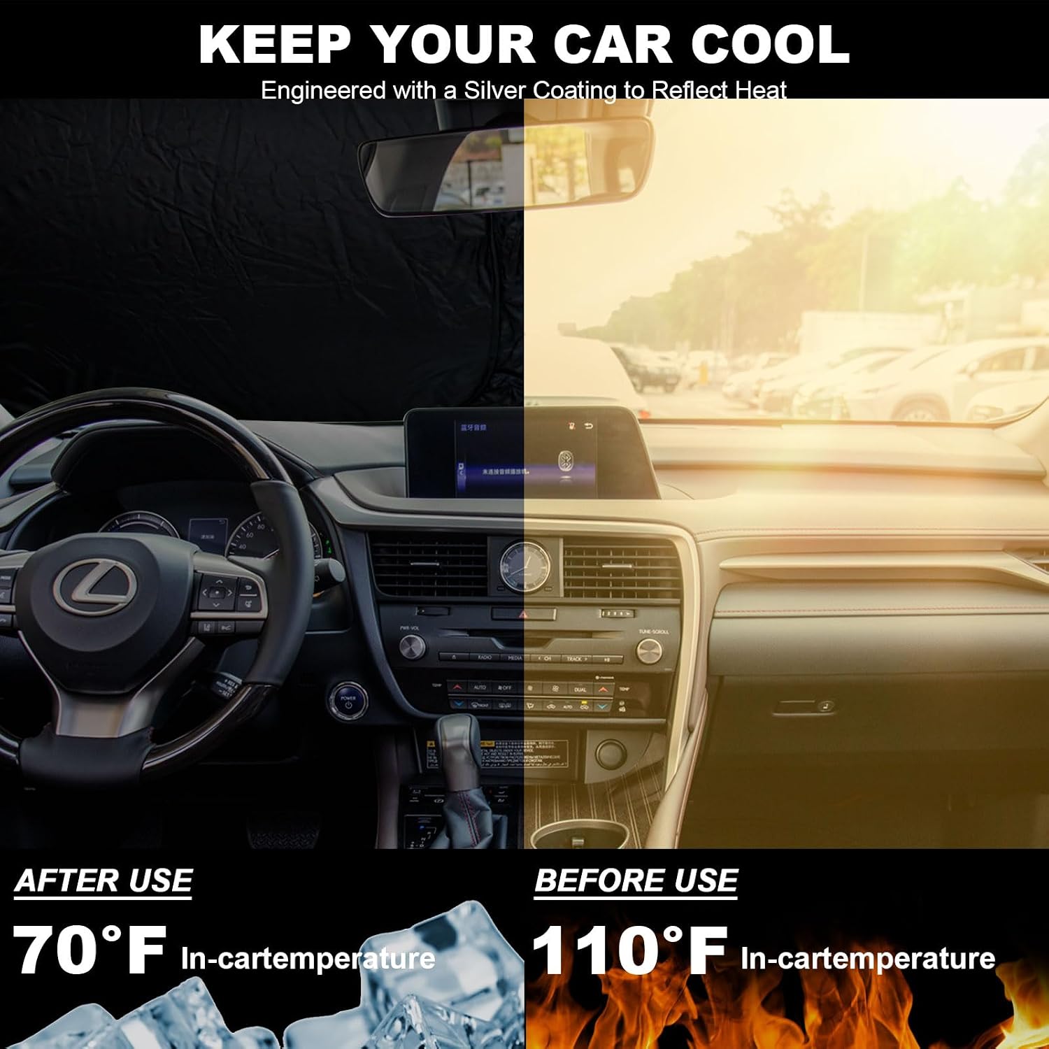 Car Windshield Sun Shade for Lexus RX 2016-2022 Accessories Lexus RX350 300 450 Sunshade Window Sun Visor Protector Foldable Blocks UV Rays Keep Your Car Cool