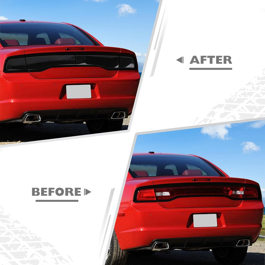 JeCar Tail Light Cover Smoked Tail Light Guard for 2011 2012 2013 2014 Dodge Charger Exterior Accessories