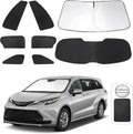TINGLU Window Shades for Toyota Sienna 2021-2025 2026 Accessorie Car Side Full Windows Rear Triangular Windshield Sun Shade Sun UV Rays & Privacy Protection for Camping,Napping,and Relaxing 8PCS