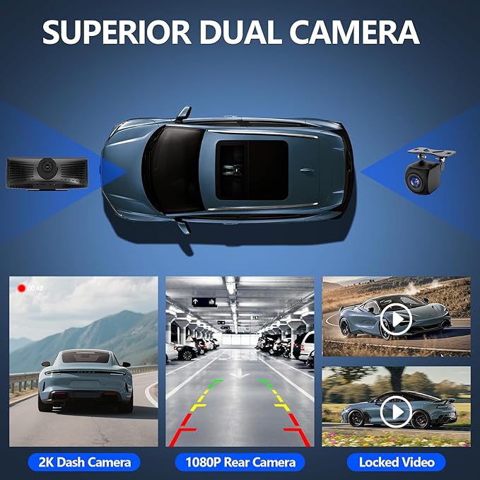 Wireless CarPlay Screen with 2K Dash Cam, 8.1" Portable Touchscreen Car Stereo - Image 6