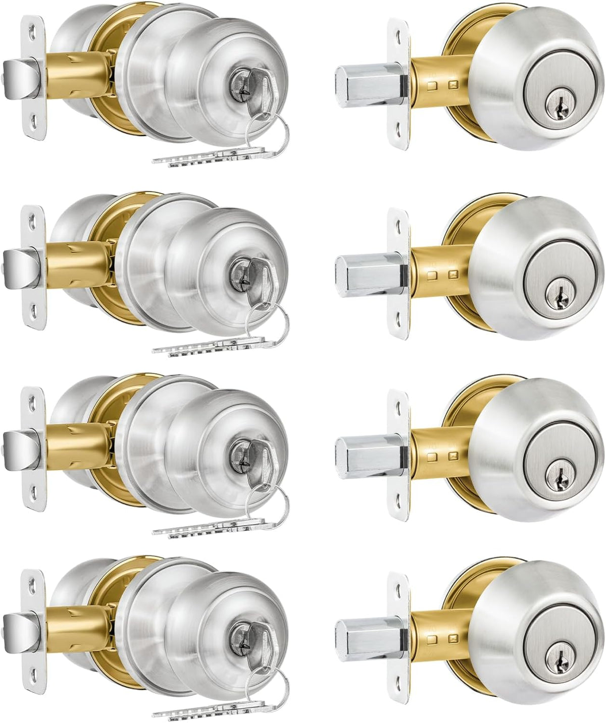 plustool 4 pack exterior door lock set, satin, main product view
