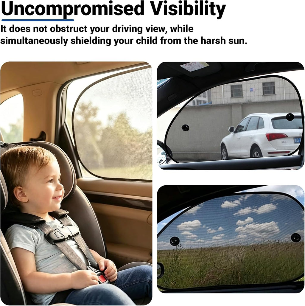 2 Pack Car Sun Shade, Universal UV Protection Sunshade for Side Windows for Side Window Sun Glare and UV Protection for Kids/Adults/Pets, Cars Suction Cup Sunshade, 25" x 14" Fits 98% Cars