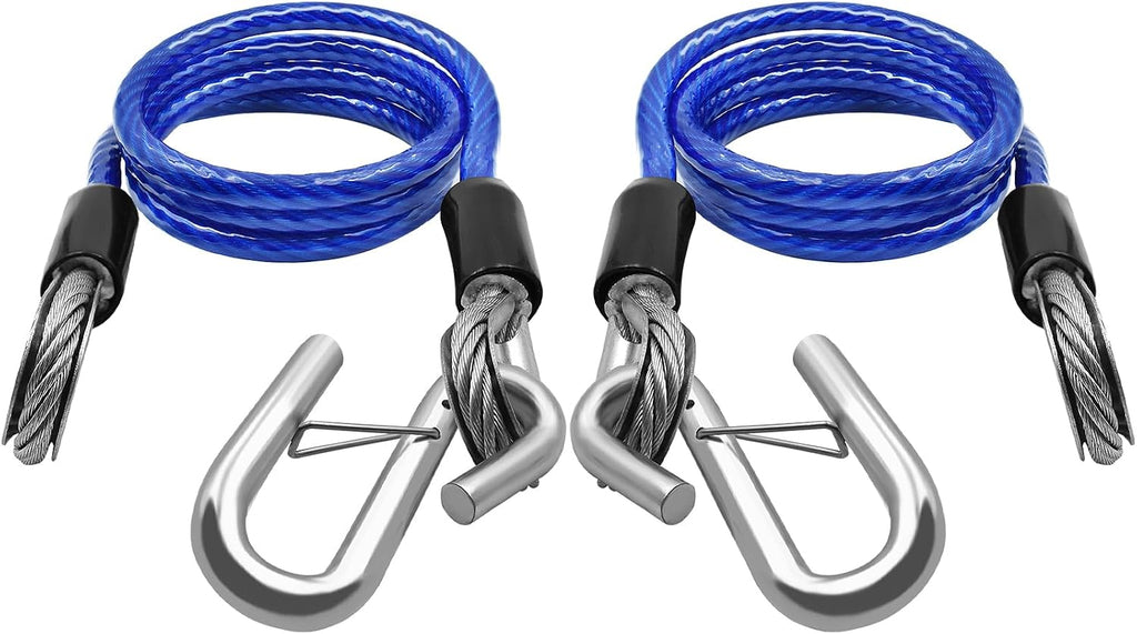 NAZOU 48" Heavy-Duty Trailer Safety Cables Safety Chains with Hooks, Trailer Chain Extension, Trailer Brakeaway Cable, Boat Winch Strap with Hook (1/3Inch,Pack of 2)
