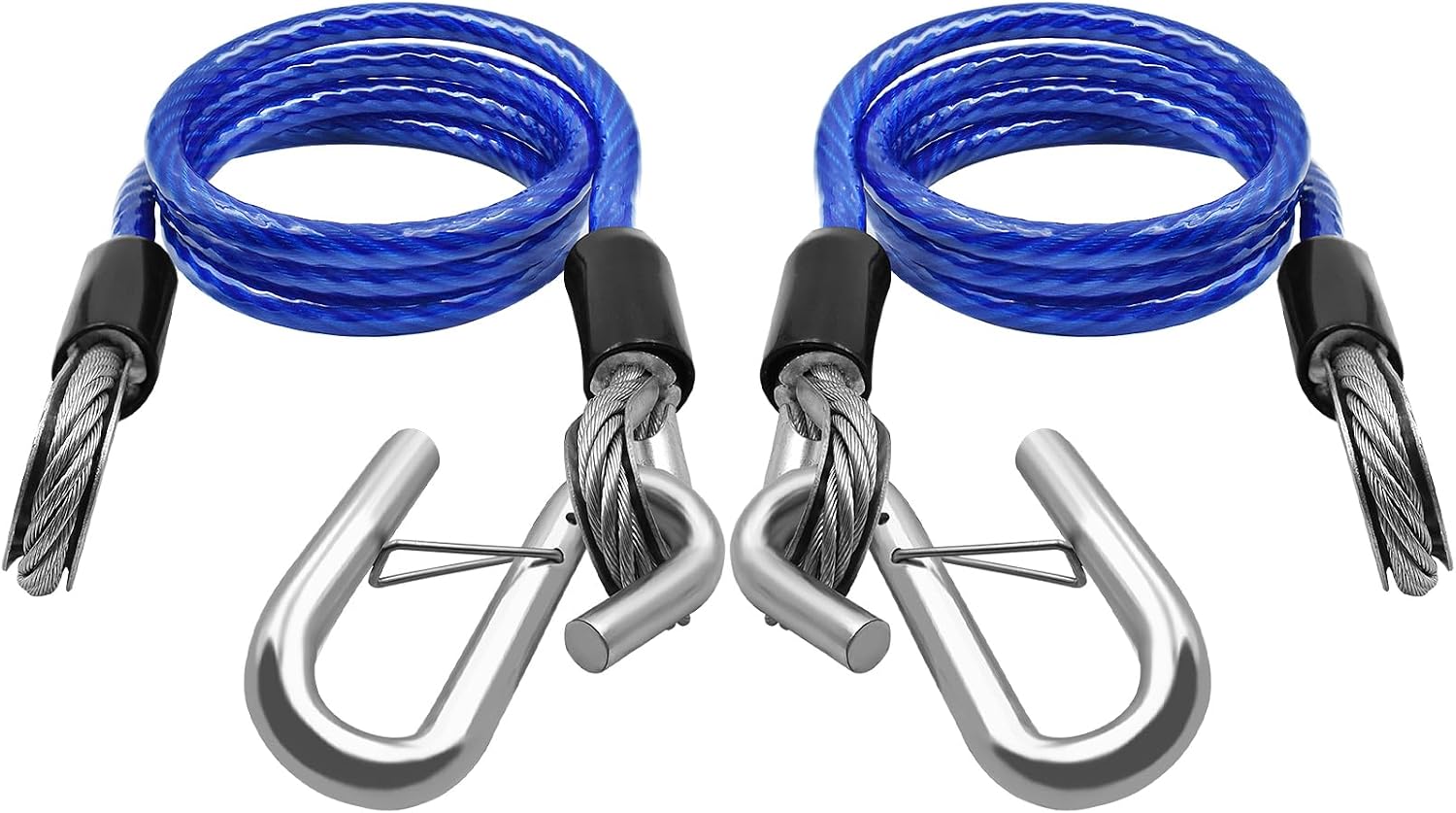 NAZOU 48" Heavy-Duty Trailer Safety Cables Safety Chains with Hooks, Trailer Chain Extension, Trailer Brakeaway Cable, Boat Winch Strap with Hook (1/3Inch,Pack of 2)