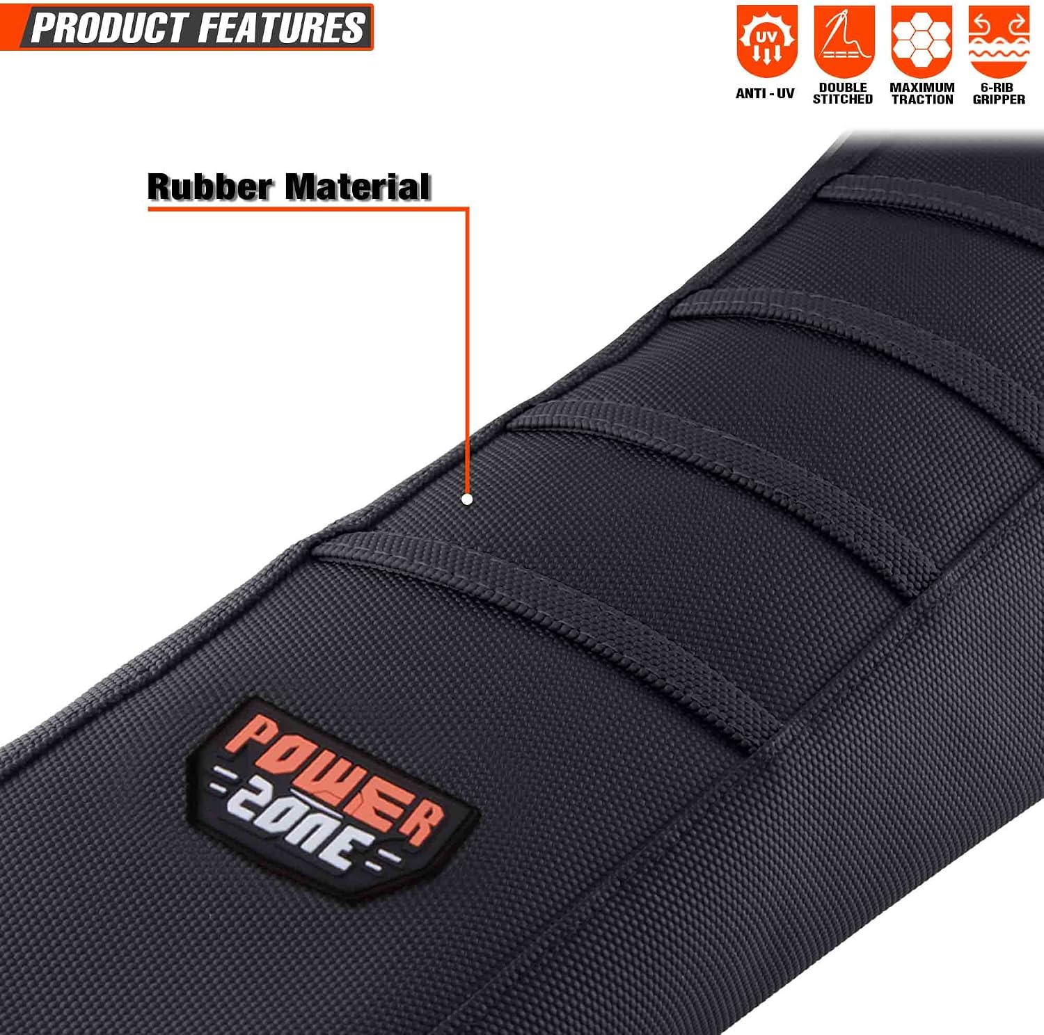 Motorcycle Universal Seat Cover Non-Slip Rubber Striped Gripper Soft Sewing for CRF WR WRF RMZ YZF SXF EXC EXC XC SX CR KLX Dirt Pit Bike Motocross Off Road (Black)
