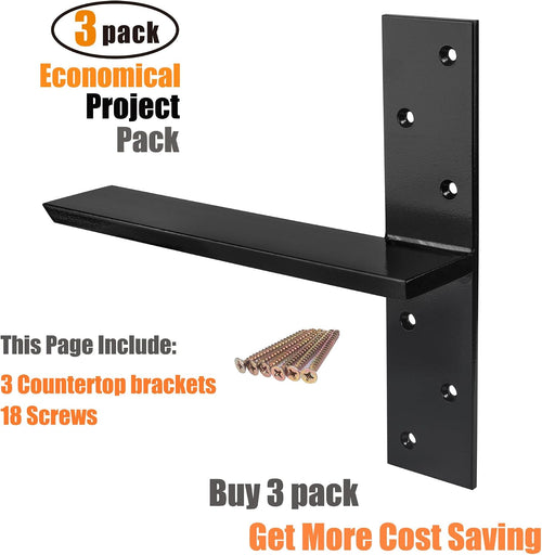 (3-pack) free hanging t shelf bracket, solid heavy shown in use