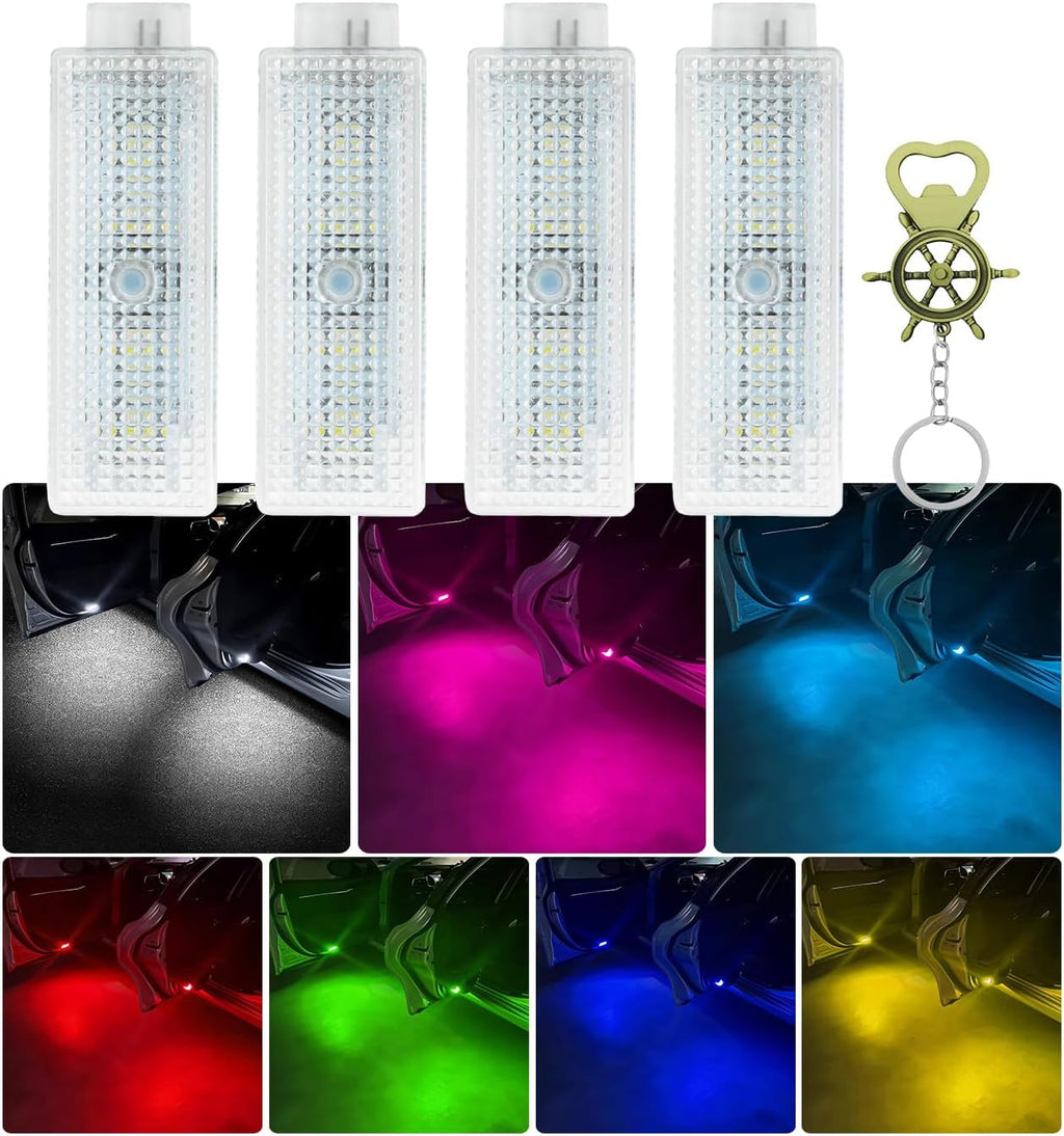 SANRILY 2Pcs Car Door Welcome Lights Fit for BMW F01 F03 F10 E60 E84 G30 M3 M5 X3 X4 5 6 7 Series Wireless Car Door Step Led Welcome Lights Shadow Lights (7 Color Lights)