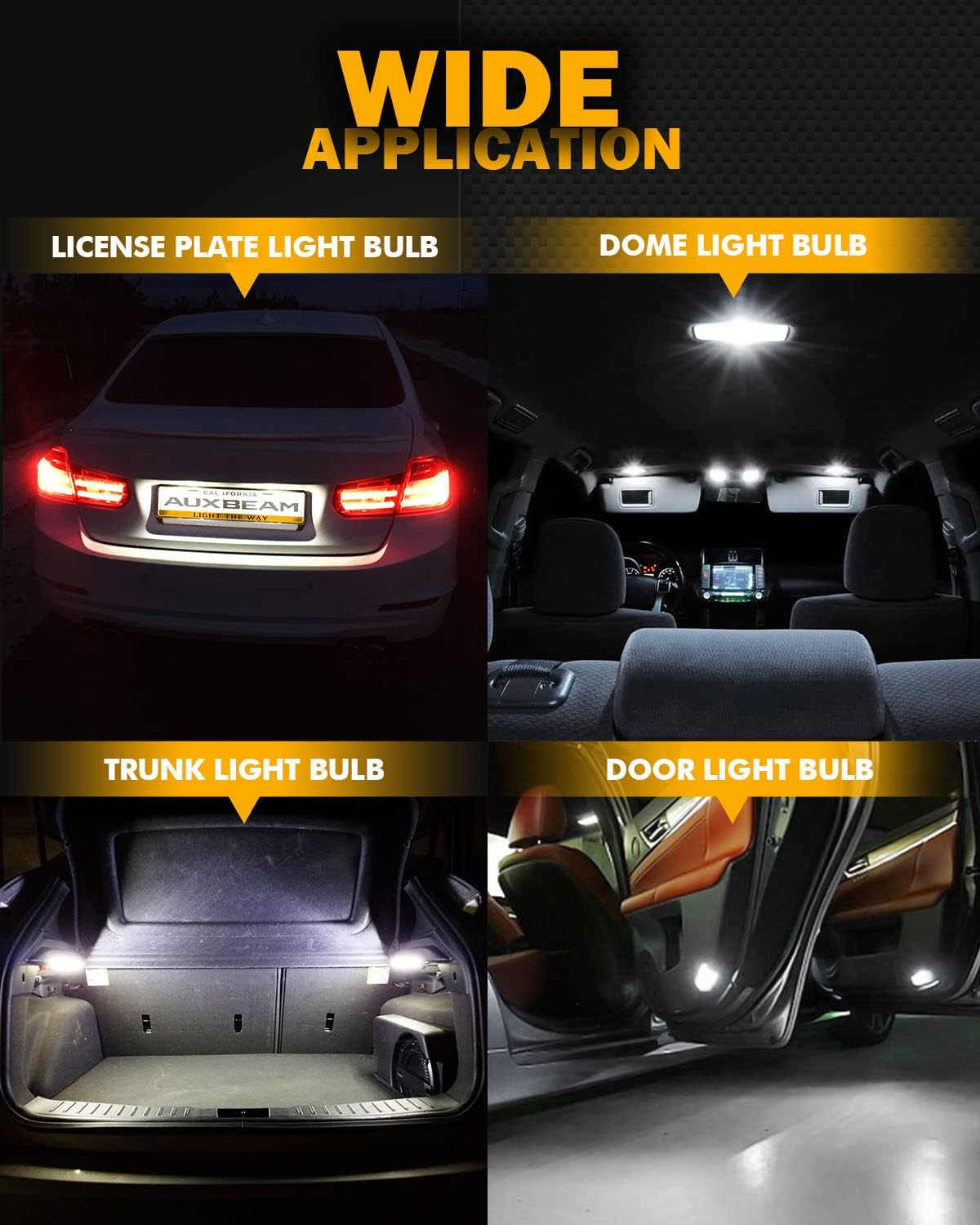 Auxbeam Upgraded 194 LED Bulbs White,400% Brighter Extremely Bright Canbus Error Free 168 2825 T10 W5W LED Light Bulbs for License Plate Lights Interior Lights Dome Map Light, 30-SMD, Pack of 2