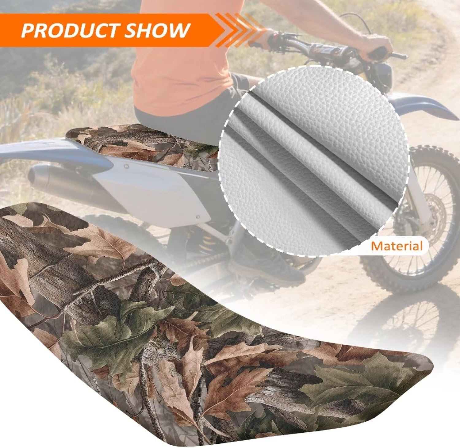 Camo Hunt Dirt Bike Seat Cover Soft Seat Cover Scratch-Resistant Universal Fit for E Dirt Pit Bike Ebike Motocross Motorcycle Enduro CR CRF XR 50 85 125 150 230 250 450