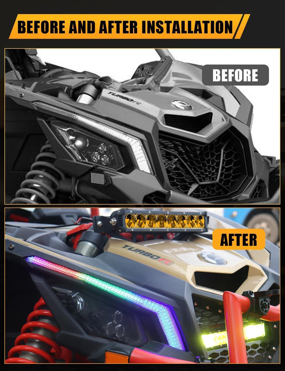 Chelhead 40W Yellow LED Light Bar for Can-Am Maverick X3, Shock Tower Mount
