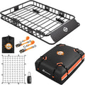 Sailnovo 51"x 36"x 5" Heavy Duty Roof Rack Cargo Basket with Extension, 200 LBS Universal Steel Rooftop Carrier with 15 Cu.Ft Waterproof Soft Bag+Lock+Net+2 Strap for SUV, Truck, RV, Pickup