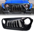 Xprite Matte Black Front Grille Grid Grill w/Mesh Compatible with 2018-2021 Jeep Wrangler JL JT - Black Widow Series
