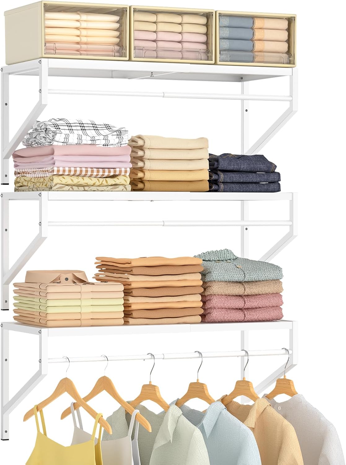 threehio expandable closet shelves wall mounted, 3 pack, main product view
