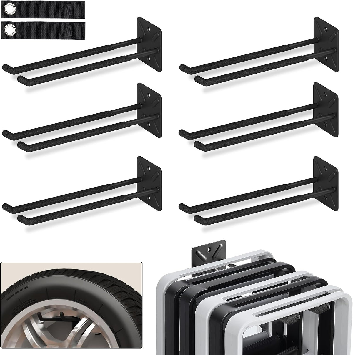 nacial garage wall hangers, heavy duty ladder hooks, main product view