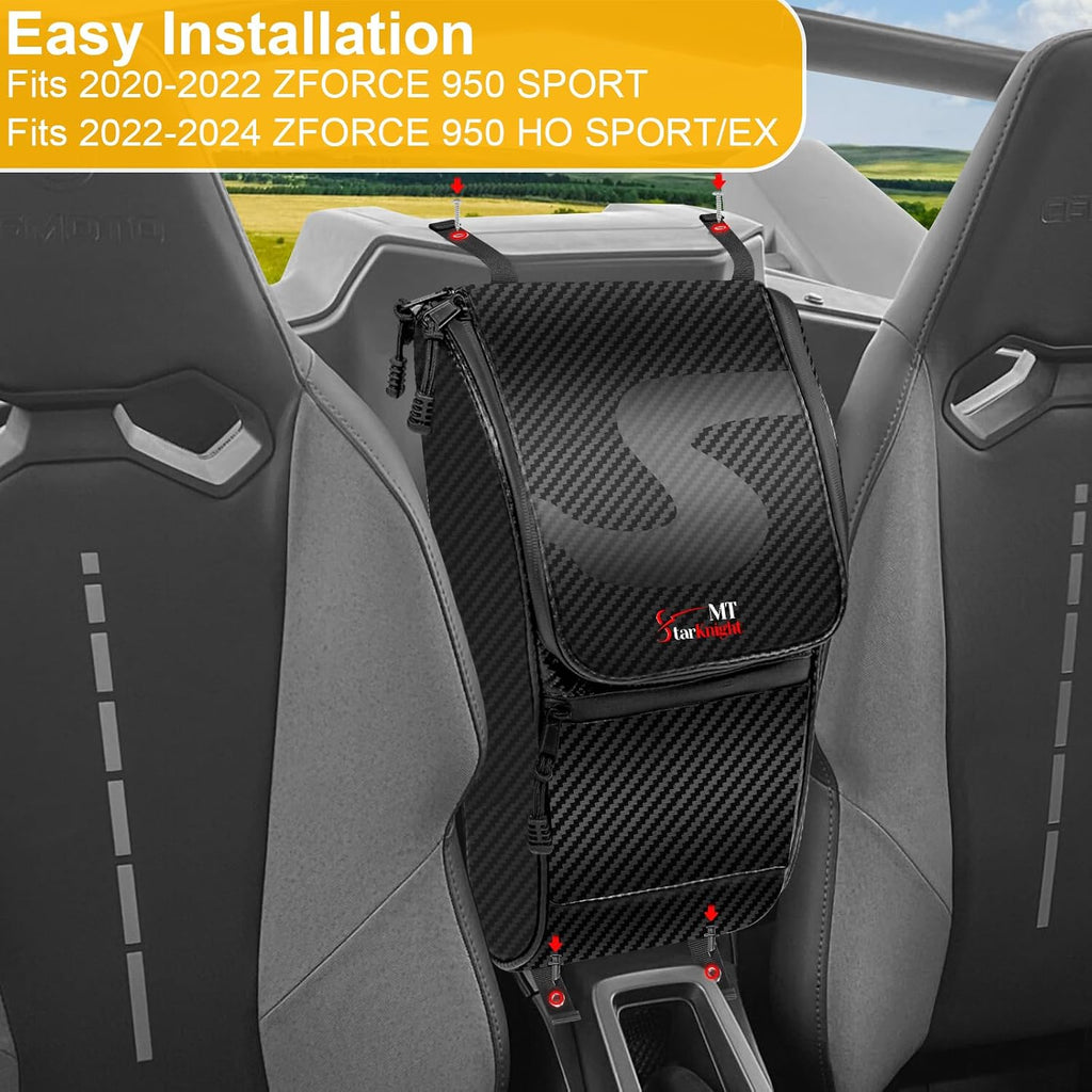 StarknightMT Zforce 950 Center Storage Bag Water Resistant 1680D UTV Driver Console Between Seat Organizer Compatible with CFMOTO Z Force (2020-2022 950 Sport/2022-2024 950 HO Sport EX)