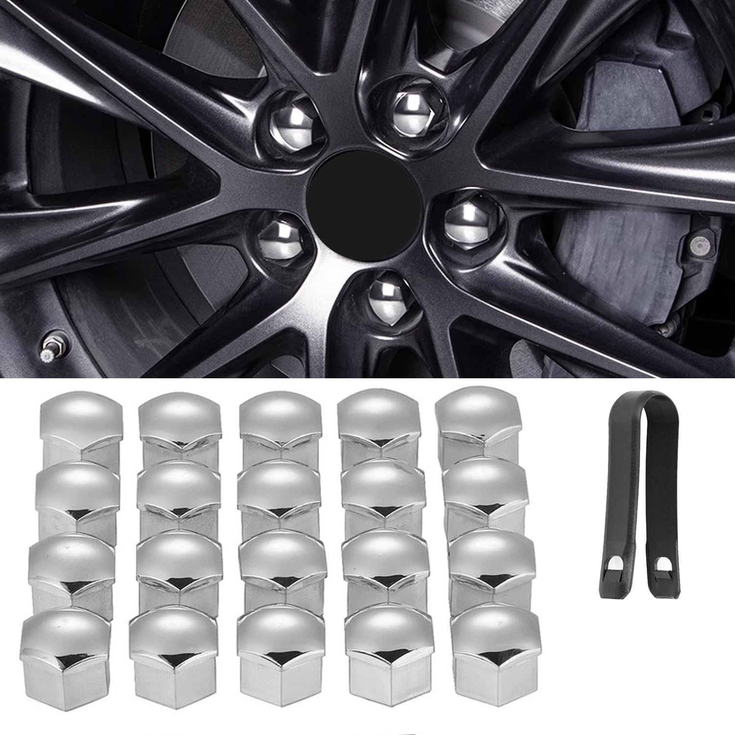 20 Pcs Lug Nut Covers for 2018-2022 2023 2024 Chevy Chevrolet Equinox, Protecting Decorating Wheel Bolts Protective Covers Rust-Resistant Car Accessories,Silver-19mm