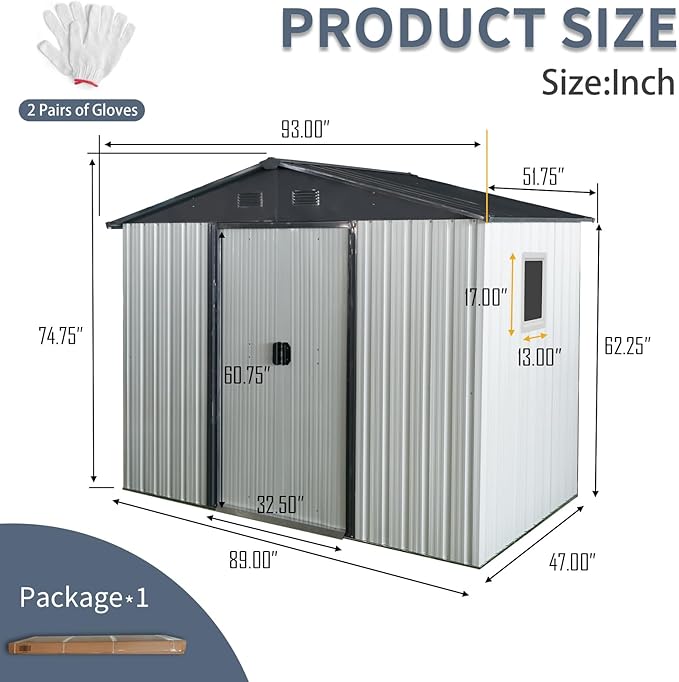 4x8 FT Outdoor Storage Shed, Metal Garden Shed - Image 4