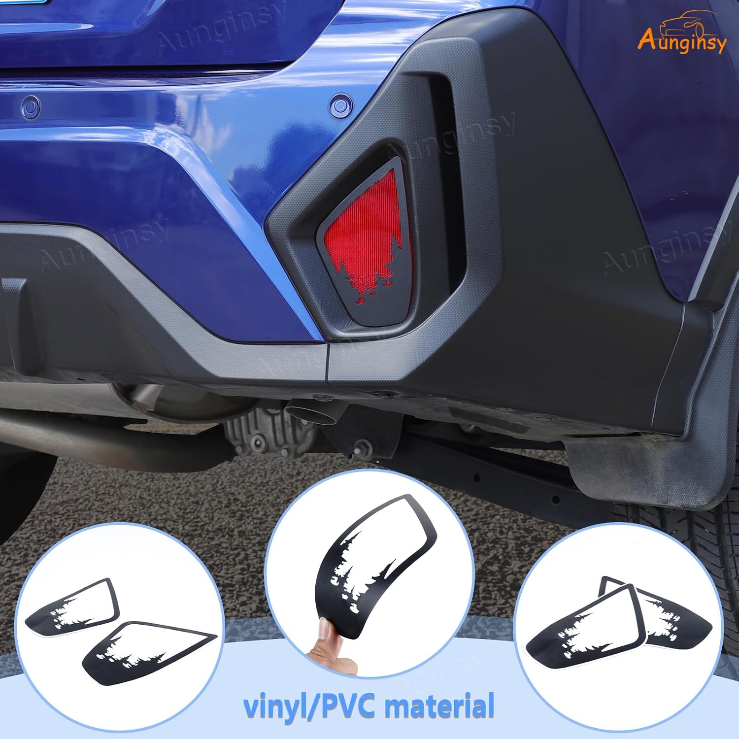 Car Rear Fog Light Lamp Film Trim Decal Compatible with Subaru Crosstrek GU 2024 2025+, Taillight Panel Precut Vinyl Tint Cover Back Fog Lamp Guard Black Forest Graphics Sticker Decoration Accessories