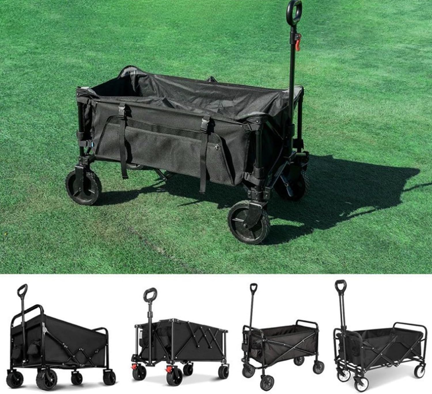 Camping Side Storage Bag 600D Oxford Cloth Foldable Cart Organizer Adjustable Hook and Loop Straps Utility Side Pocket Storage for Beach Camping Hiking Outdoor Gear Organization