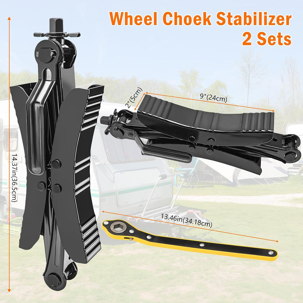 Lafati Camper Wheel Chock Stabilizer 2 Sets for RV Travel Trailer Heavy Duty X-Shaped RV Stabilizer Wheel Chock Anti-Move Tire Wheel Chock