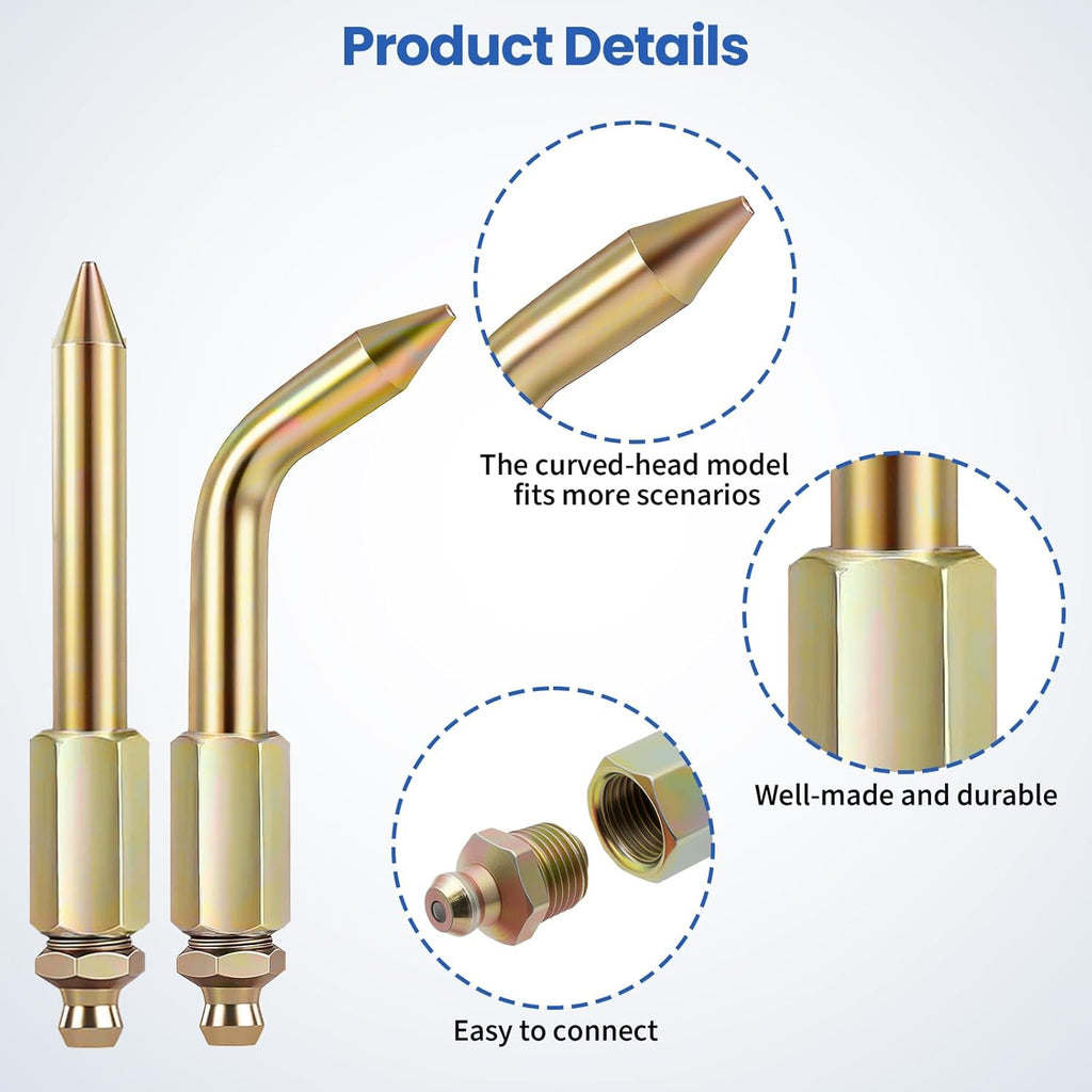 7PCS Grease Gun Needle Tips Accessories Kit Set Mini Needle Dispenser Rubber Joint Nipple Straight Nozzle Coupler Elbow Fittings Adapter Detachable Injector for Narrow Tight Small Confined Spaces