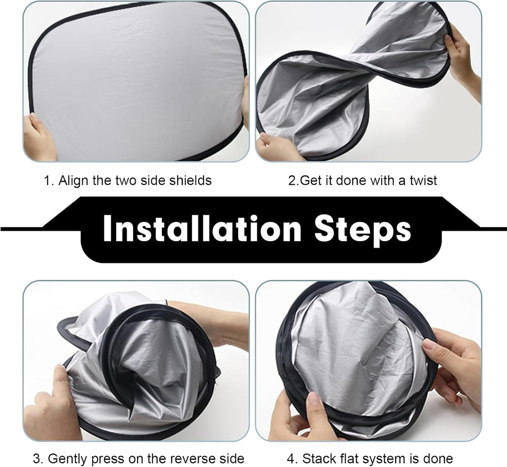 4 PCS Car Window Shades, Static Suction Side Window Sun Shade, Front and Rear Windows Sun Blocker, Universal Automotive Interior Accessories for Baby Camping Napping (Titanium silver)