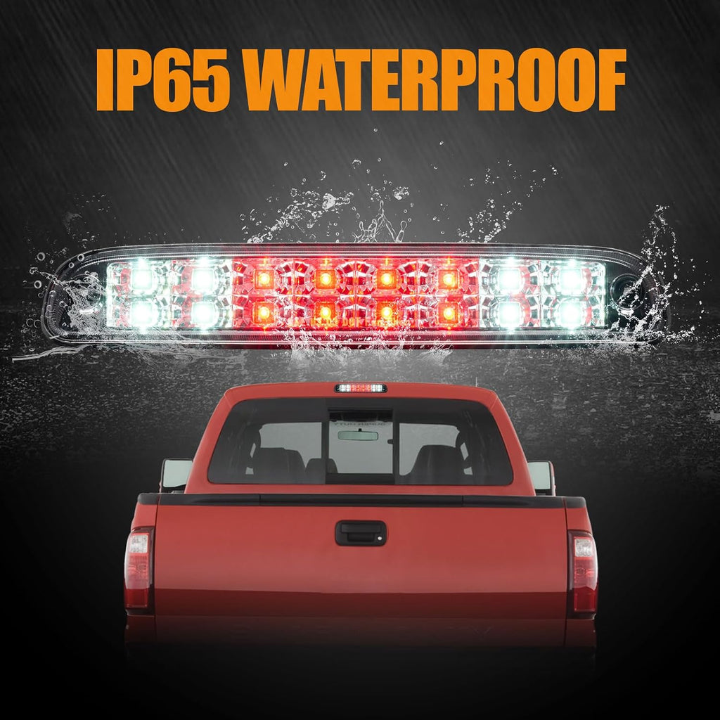 Third 3rd Brake Light LED for 1999-2016 Ford F250 F350 F450 F550 Super Duty, 1993-2011 Ford Ranger High Mount Rear Cab Brake Lights Assembly, 99-16 F-250-F-550 Cargo Stop Light (Chrome)