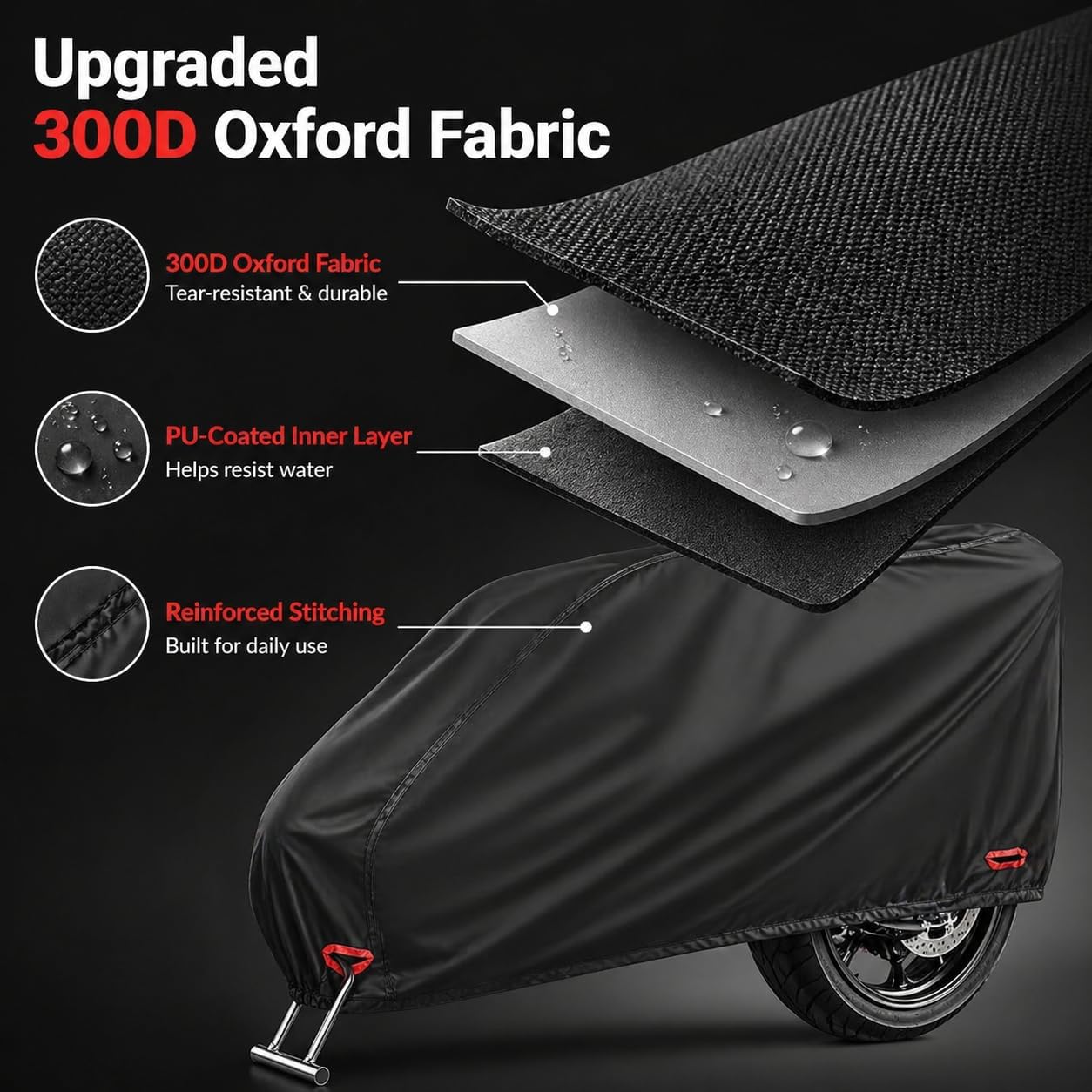 300D Motorcycle Cover Compatible with Suzuki Hayabusa, Heavy Duty Waterproof Outdoor Sportbike Cover, Precision Fit for Aerodynamic Hyperbike, Rain Sun Dust Wind Protection
