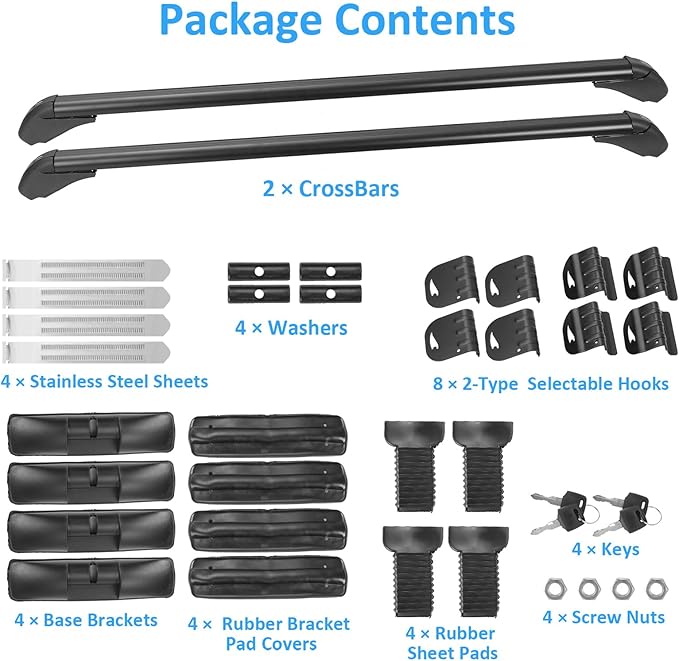 43inch Universal Car Roof Rack, Aluminum Car Roof Rack Cross Bars, Anti-Theft