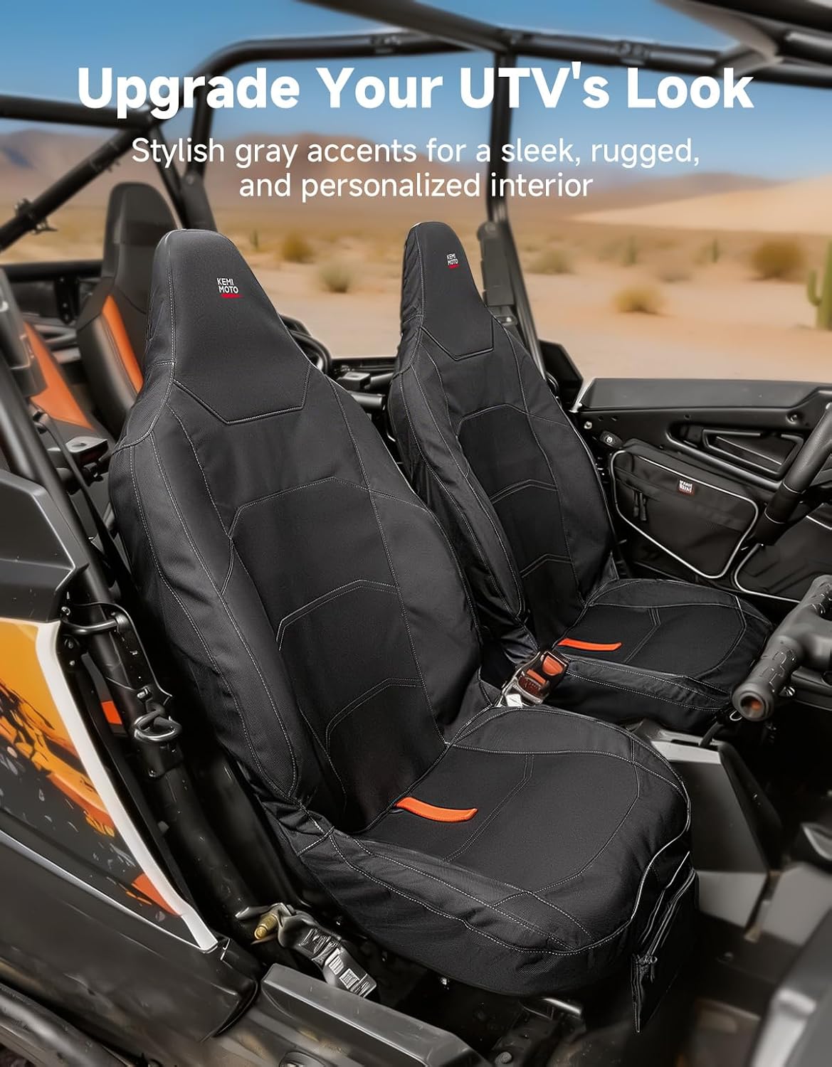 KEMIMOTO 2024+ XP 1000 Seat Covers 1680D Waterproof Zipper Pocket | Compatible with Polaris RZR XP 1000/4 1000 2024 2025 2026 Neoprene Scratch Resistant UTV Anti-UV Accessories 2 Pack