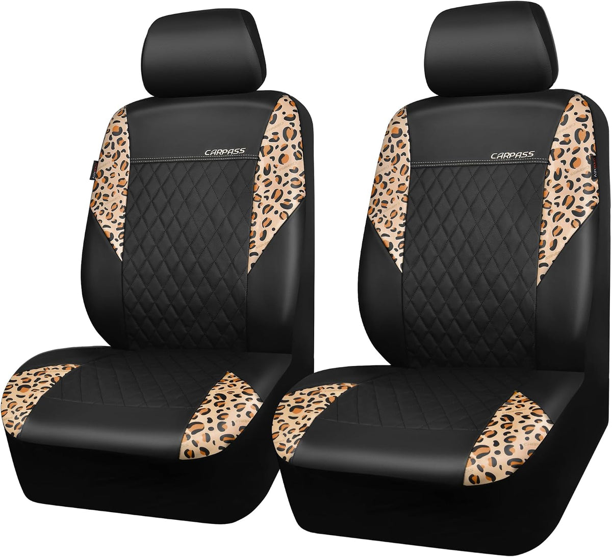 car pass leather leopard two front seat cover, main product view