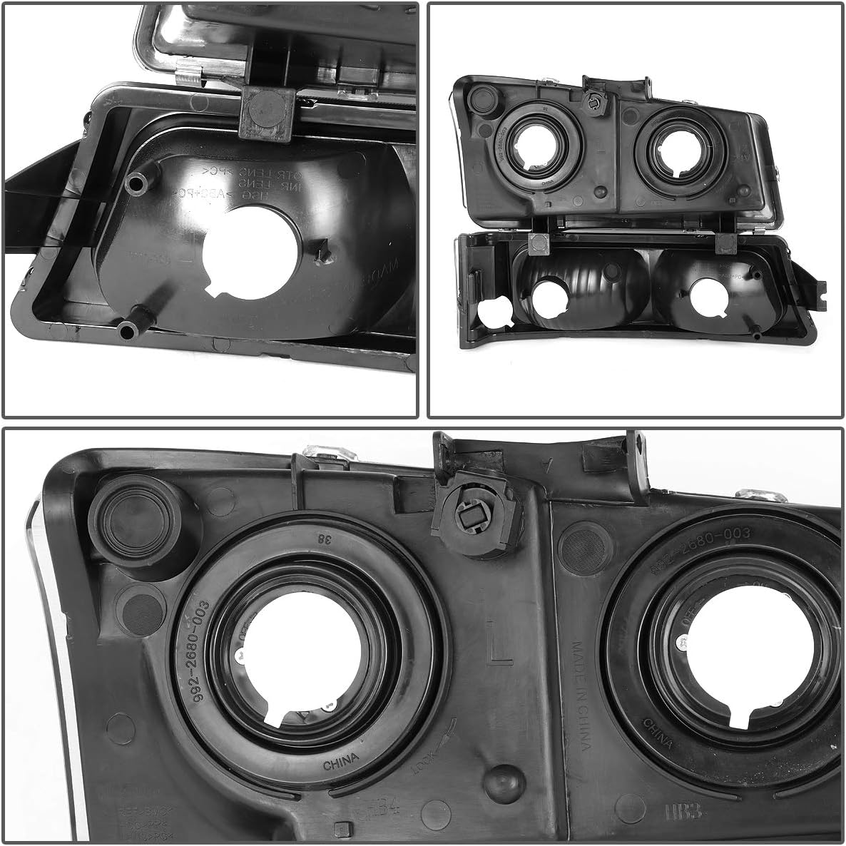 DNA MOTORING Pair Headlight Assembly Compatible with 2003-2006 Chevy Silverado 1500 2500 3500 1500 HD 2500 HD Avalanche 1500 2500, w/o Factory Cladding, Chrome/Clear, HL-OH-CS03-4P-CH-CL1