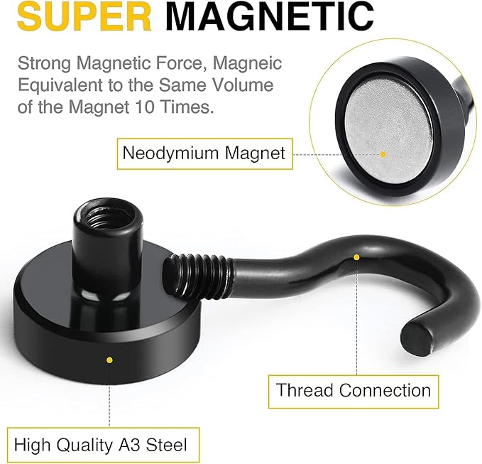 DIYMAG Magnetic Hooks, 30Lbs Strong Heavy Duty Cruise Magnet S-Hooks - Image 5