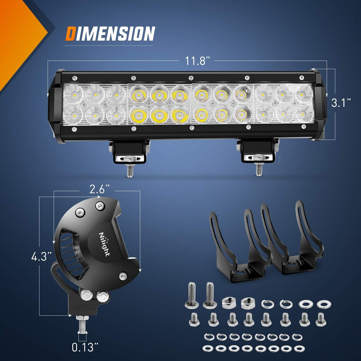 nilight led light bar 2pcs 12inch 72w 5040 shown in use
