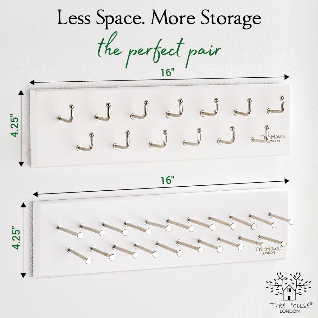 treehouse london tie rack organizer – holds 40 showing dimensions